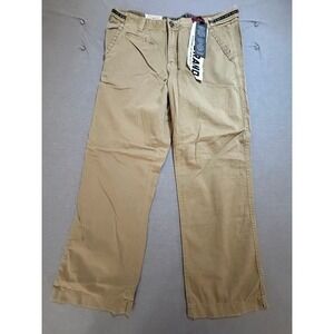 Z Brand Mens Tan Twill‎ Straight Leg Chino Pants Casual Belted Zip 38X32.